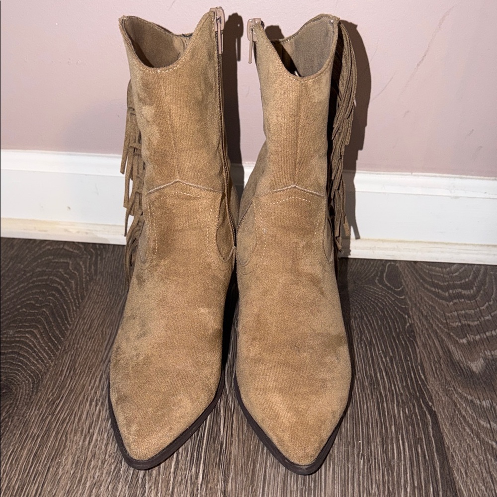 ASOS Brown Suede Ankle Boots with Fringe